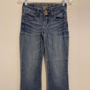 Starlet Flare Cut Refuge Distressed Washed Jean Pant Womans Regular 0